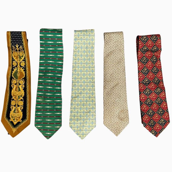 Hermes Other - Designer Silk Tie Lot 5pc Hermes Fendi Paolo Gucci Vintage Baroque Equestrian